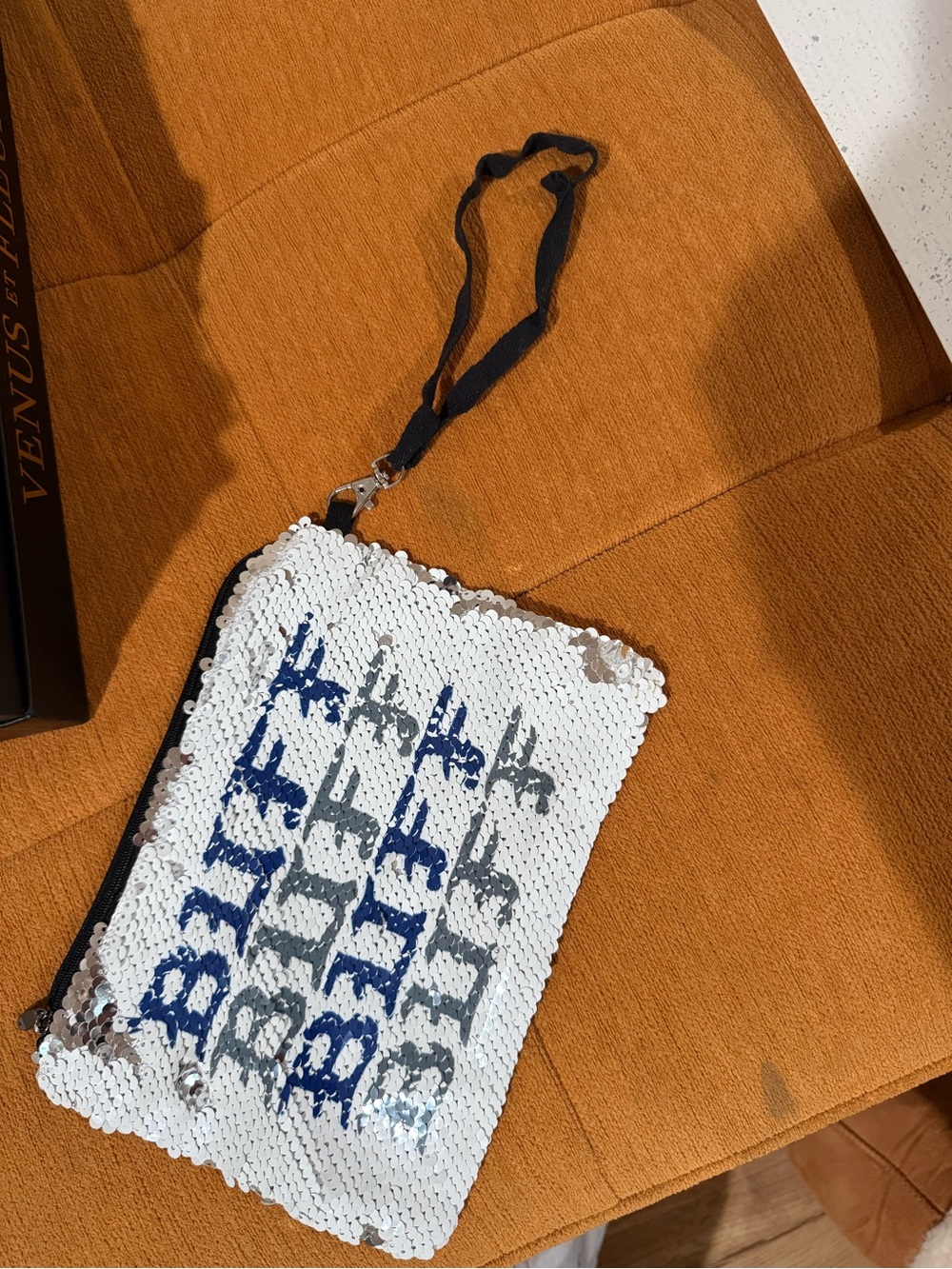 Buffalo Sequin Wristlet Clutch in White and Silver